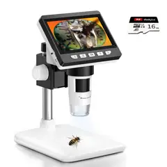 PUREPOWER - Microscopio Digital LCD 50-1000X, Con Pantalla LCD HD de 4,3 Con 16G Lenove TF Card