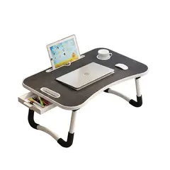 NEO DIGITAL - Mesa plegable para laptop sofá cama Multiusos con cajón DK01 - Gris Oscuro