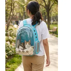 GENERICO - Mochila Transportadora de Mascotas Perros y Gatos Turquesa