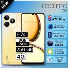 REALME - Celular C53 6.74" Pulg. 8GB RAM 256GB Android 13 - Dorado