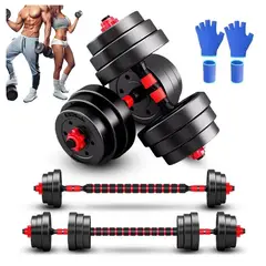 EVERSO - Set Mancuernas Ajustables Con Barra 20kg Fitness Gimnasio