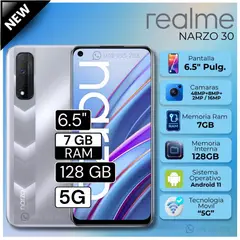 REALME - Celular Narzo 30 5G 6.5" Pulg. 7GB RAM 128GB Android 11 - Plata