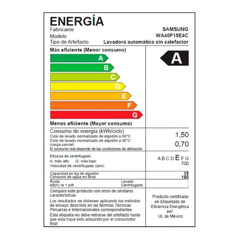 Lavadora Carga Superior 15kg Grafito WA40F15E4CPE.