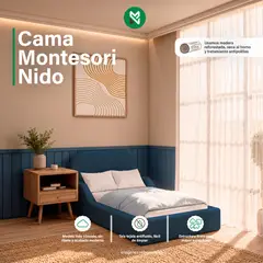 MUEBLES MACRUMO - Cama Montesori Nido Azul 1.5 Plazas