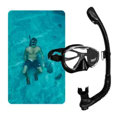 GENERICO - Mascara de buceo snorkel negro adulto vidrio templado