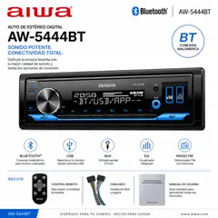 AIWA - Autoradio AW-5444BT Bluetooth USB SD Panel Desmontable