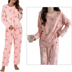 GENERICO - Conjunto pijama pantalon y chompa Polar calentador 2 piezas