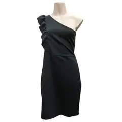 SHEY DI - Vestido negro manga imperio menta y chocolate