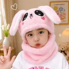 GENERICO - GORRO ABRIGADOR CON CUELLO DISEÑO PANDA INFANTIL INVIERNO