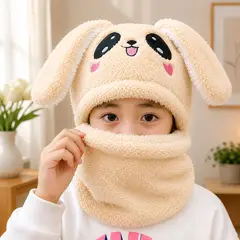 GENERICO - GORRO ABRIGADOR CON CUELLO DISEÑO PANDA INFANTIL INVIERNO