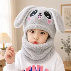 GENERICO - GORRO ABRIGADOR CON CUELLO DISEÑO PANDA INFANTIL INVIERNO
