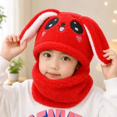GENERICO - GORRO ABRIGADOR CON CUELLO DISEÑO PANDA INFANTIL INVIERNO