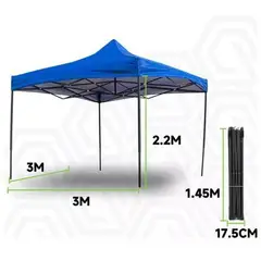 GENERICO - TOLDO PLEGABLE 3X3 COLOR AZUL PARA EXTERIORES