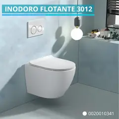 XM - Inodoro Flotante Luna Ovalado Blanco con Tanque Suspendido y Pulsador Exterior