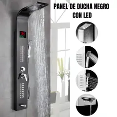 FRATELLI - Columna de Ducha Iguazú Negro con LED y Panel Multifunción