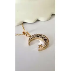 GENERICO - Collar Luna Negra bañado en Oro 18K