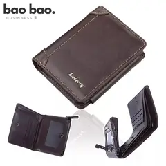 BAELLERRY - Billetera Hombre de Cuero Tarjetero y Monedero Negro Marrón