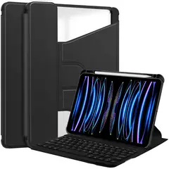 PUREPOWER - Funda con Teclado para samsung Tab S10+ S9FE+ S9+S8+ S7FE S7-negro