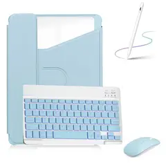 PUREPOWER - Funda con Teclado para samsung Tab A9+ Plus 11 Pulgadas con ratón y lápiz-azul