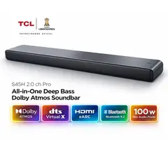 TCL - SOUNDBAR BLUETOOTH 100W CON DOLBY ATMOS 2.0 S45H - NEGRO