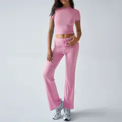 TIOZONEY - Conjunto deportivo para mujer-Rosado