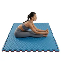 Alpha Gym - Piso Tatami Goma EVA Pro Estilo Rompecabeza Color Azul Rojo de Alta Densidad para Artes Marciales