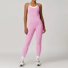 TIOZONEY - Mono deportivo de manga corta para mujer-Rosado