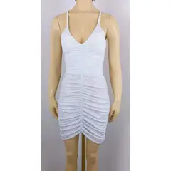 SHEY DI - Vestidos fiesta tiras brillos blanco