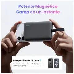 SEISA - Power Bank Magnético CUKTECH 10000mAh Cable incorporado WPB100L 7,5 W Carga inalámbrica