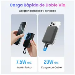 SEISA - Power Bank Magnético CUKTECH 10000mAh Cable incorporado WPB100L 7,5 W Carga inalámbrica