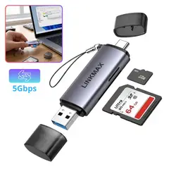 SEISA - Lector de Memoria SD Micro SD 2 EN 1 USB - Type C 5Gbps OTG para PC MacBook Celulares