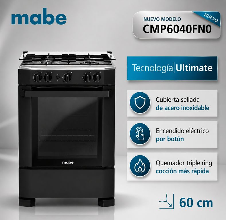 CMP6040FN0 - Cocina De Pie 1 Horno 4 Hornillas Negro 60Cm