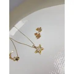 GENERICO - Set para Mujer de Collar y Aretes de Estrella Strass