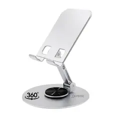 MOVISUN - Soporte Metálico para Celular Alta Calidad Plateado Antideslizante Rotación 360° Escritorio