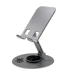 MOVISUN - Soporte Metálico para Celular Alta Calidad Gris Antideslizante Rotación 360° Escritorio