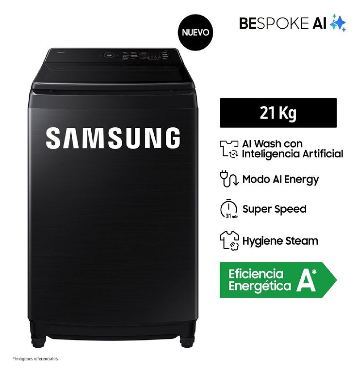 Lavadora AI Wash EcoBubble 21Kg WA80F21B9B Negro