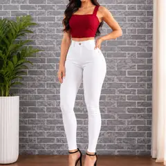 GENERICO - Jeans Pantalón Fresh Terry Mujer Fajero Reductor - Blanco