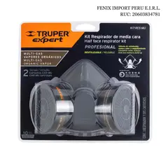 Truper - Mascarilla de Proteccion Kit Respirador con Cartuchos Multigas Respiratoria