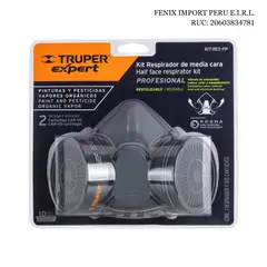 Truper - Mascarilla de Proteccion Kit Respirador Profesional con Cartuchos para Pintura y Pesticida