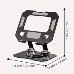 GENERICO - Soporte Metálico Plegable Celular Tablet Negro Acero Carbono Altura Ángulo Libre Rotación 360°