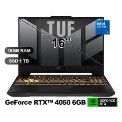 ASUS - Laptop TUF GAMING A16 FX607VU-RL228 I7- 240H, 16GB RAM, 1TB SSD, RTX4050-6GB, SIN WINDOWS, 16