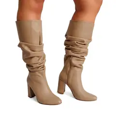 SAPATU - BOTAS DE VESTIR MUJER ARRUGADAS SLOUCHY RAQUEL BEIGE