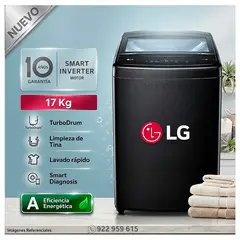 LG - Lavadora 17Kg Smart Inverter Turbodrum WT17OBVTB Negro Onyx