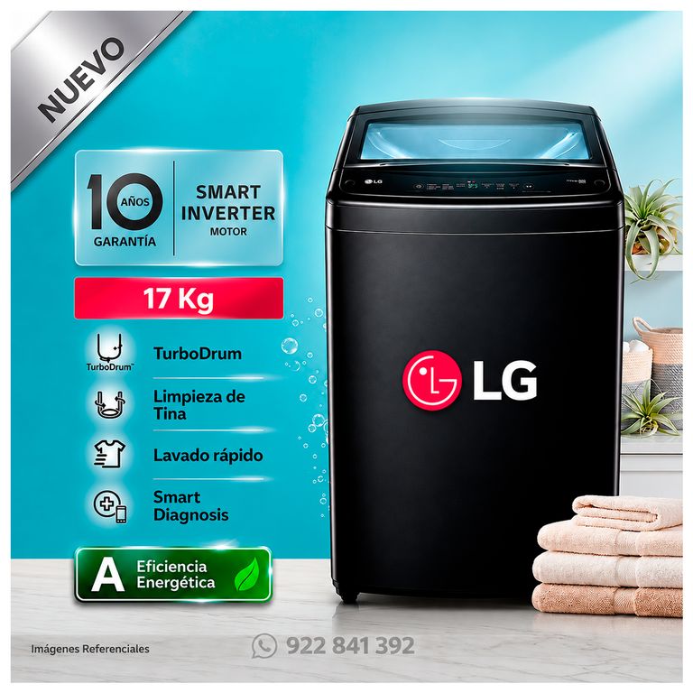 Lavadora 17Kg Smart Inverter Turbodrum WT17OBVTB Negro Onyx - Modelo Nuevo