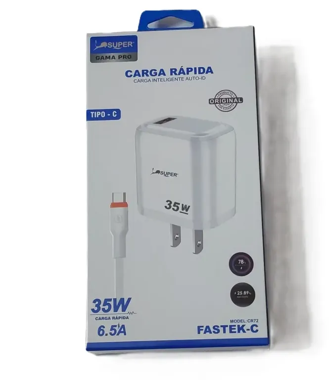 Cargador 35W USB-C + Cable Tipo-C Compatible iPhone 15 Samsu