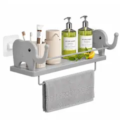 MINARI - Estante Organizador con Porta Toalla Repisa Flotante Baño Cocina GR 481F