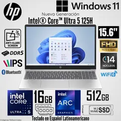 HP - Laptop 15-FD1253LA Intel Core Ultra 5 125H 16GB RAM 512GB SSD 15.6" FHD - Plateado