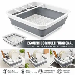 GENERICO - Escurreplatos Plegable Compacto para Cocina con Porta Cubiertos