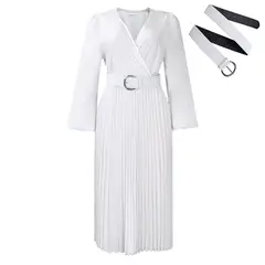 TIOZONEY - Vestido largo de manga larga y cuello en V