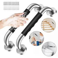 EVERSO - Barra De Seguridad Para Baño Acero Inoxidable 30cm 2pcs, Barras De Agarre Antideslizantes Para Ducha